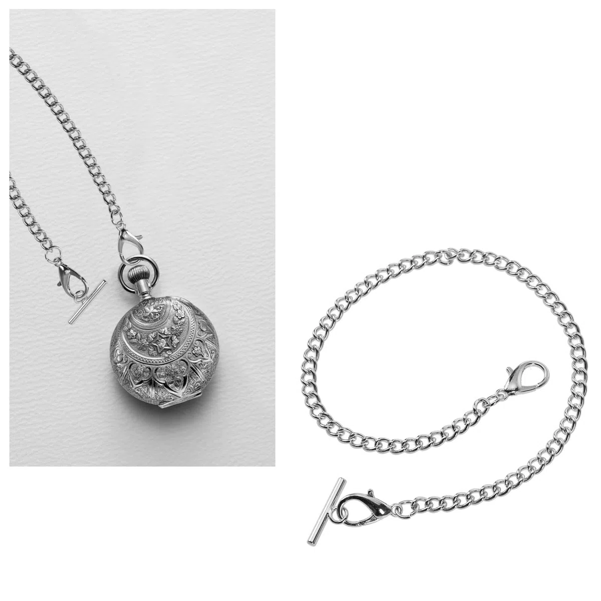 Orologio da tasca Albert Vest Chain con barra a T e moschettoni placcatura 14 pollici Classic Metal Watch Chain Link & Pocket Watch Stand Single Link Vest Belt