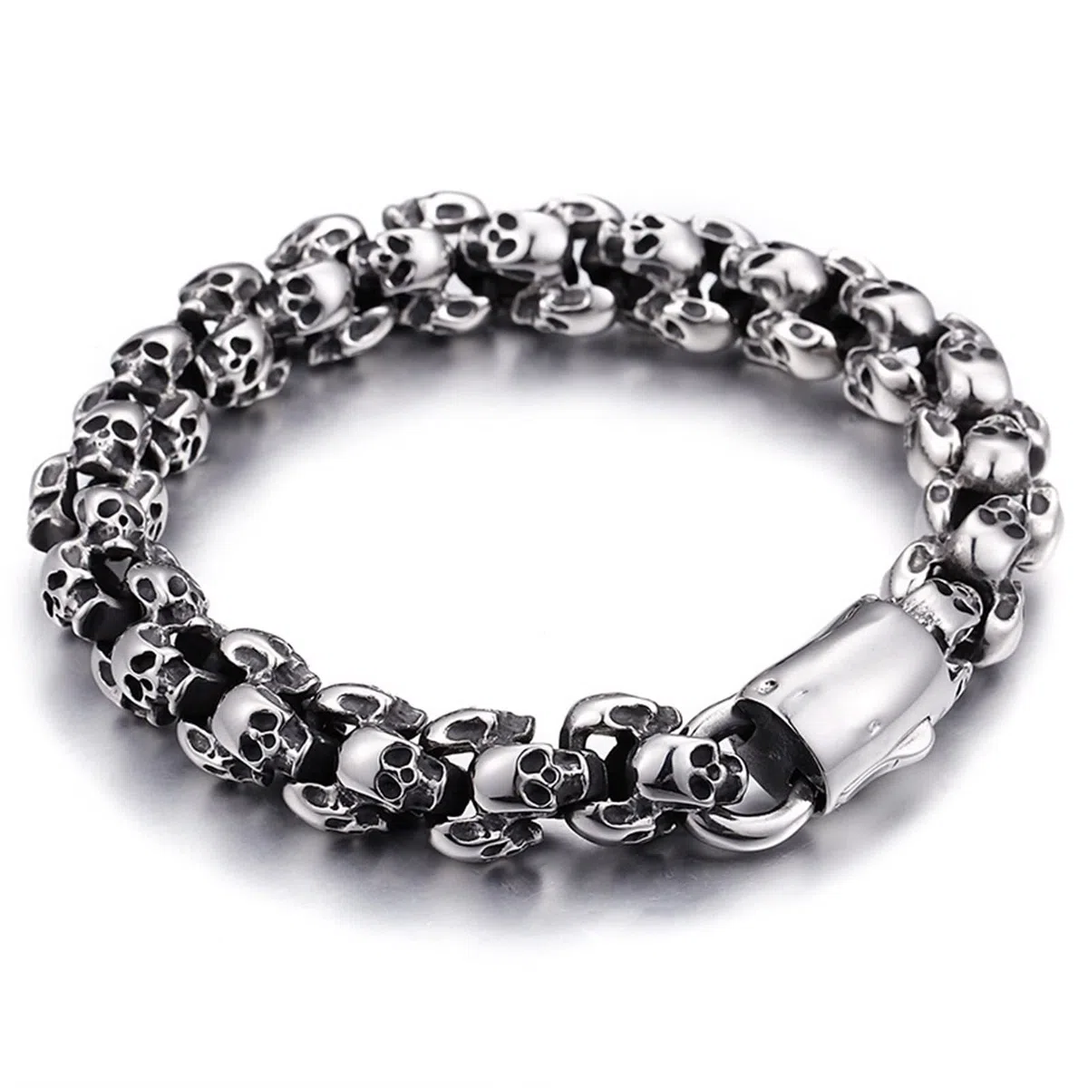 Bracciale sottile da uomo, regalo per uomini giovani, scheletro, in acciaio inox, per anniversario e compleanno