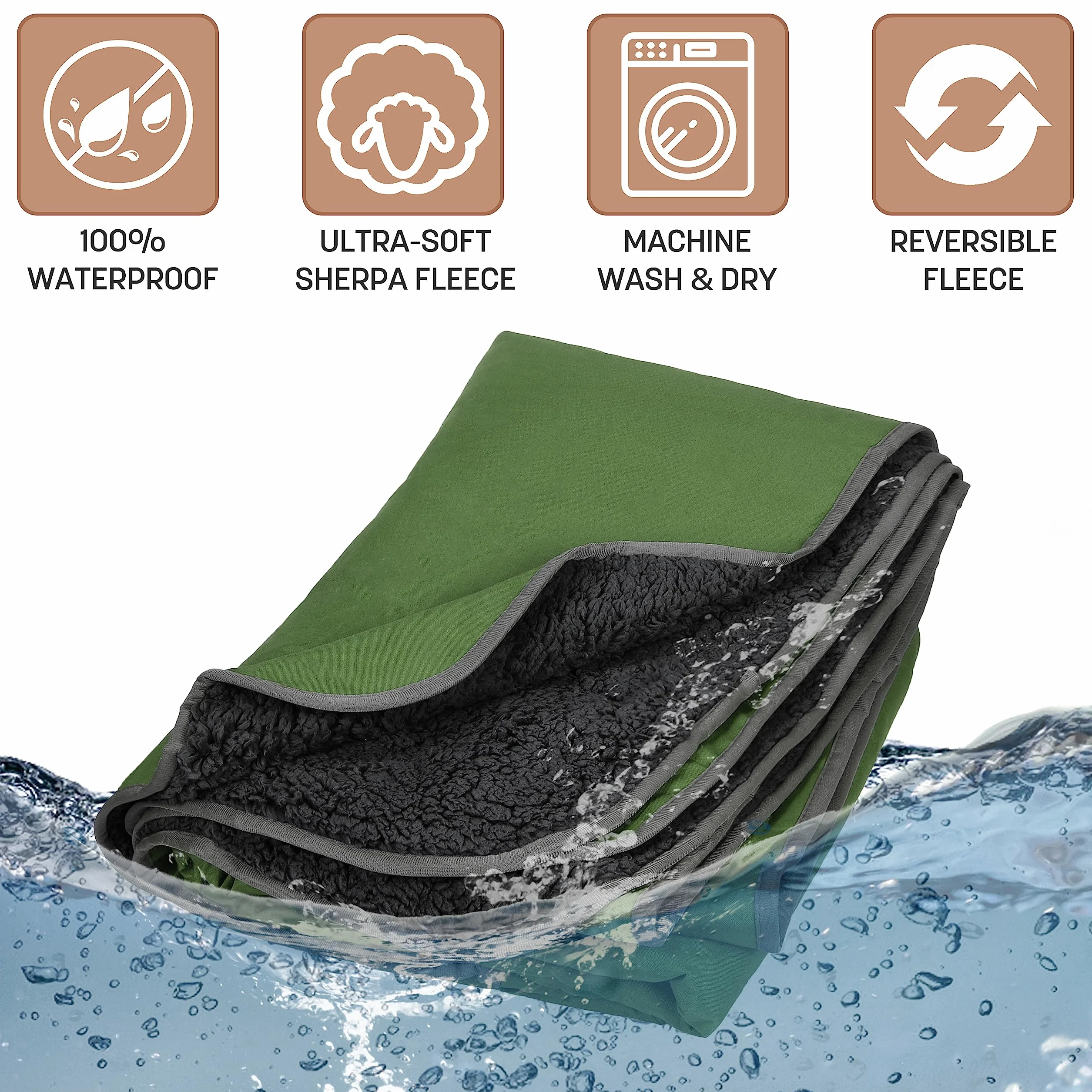 Kato Tirrinia Coperta da campeggio impermeabile, coperta da esterno cabina di dormire coperta da viaggio Sandproof caldo Picnic coperta in pile per il campeggio, viaggi, spiagge, cani e uso domestico