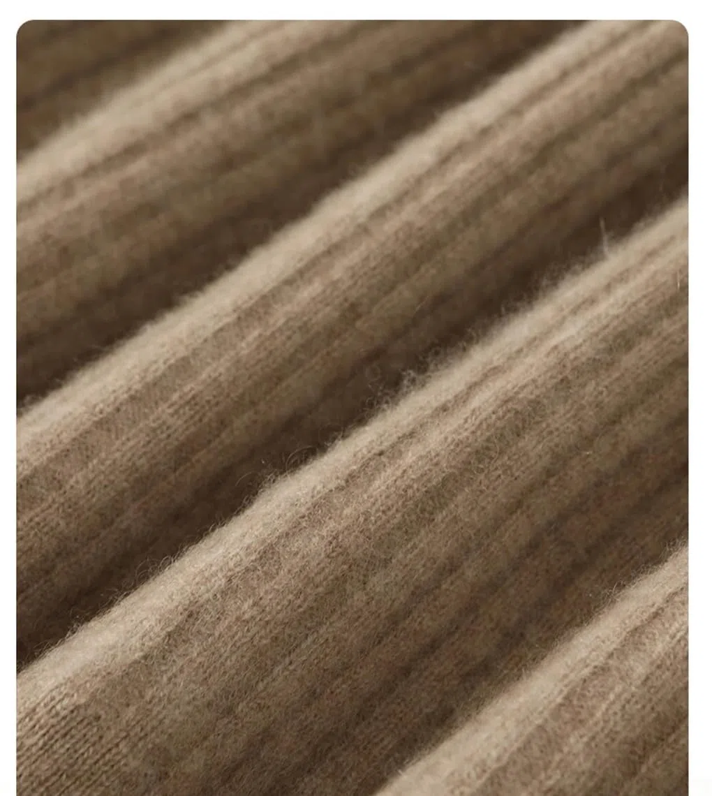 Maglione da donna in lana lavorato a maglia, autunno e inverno, a righe, scollo rotondo, gonna a pieghe