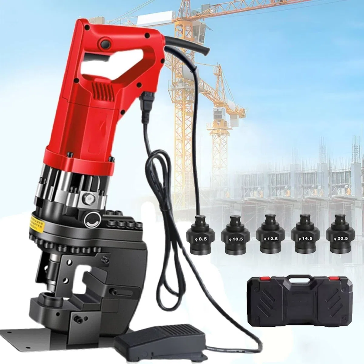 Punzonatrice idraulica per metalli, punzonatrice ad alta velocità, 5 set di punzoni/matrici con diametro da 8,5 mm a 20,5 mm, punzonatrice idraulica da 16 tonnellate e 1800 W. ( Anglesteel)