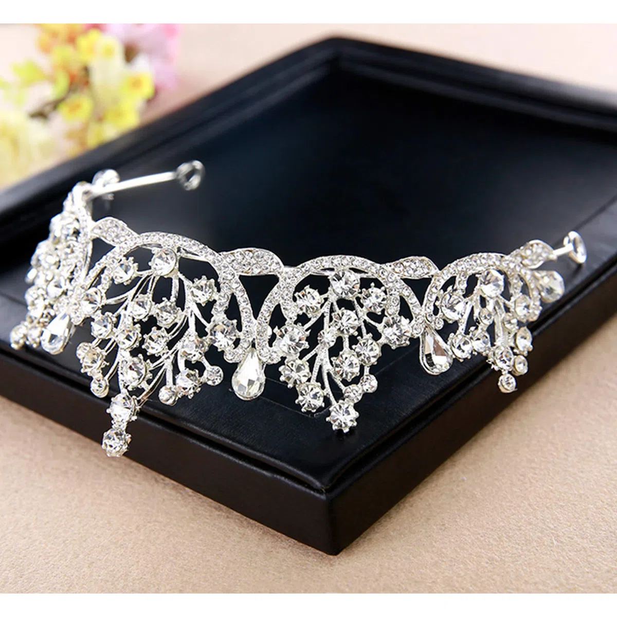 Schneespitze Bridal Tiara cerchietto,Sposa Cristallo Diadem Strass Corona principessa Wedding Tiara per Spettacoli Teatrali Per Matrimoni