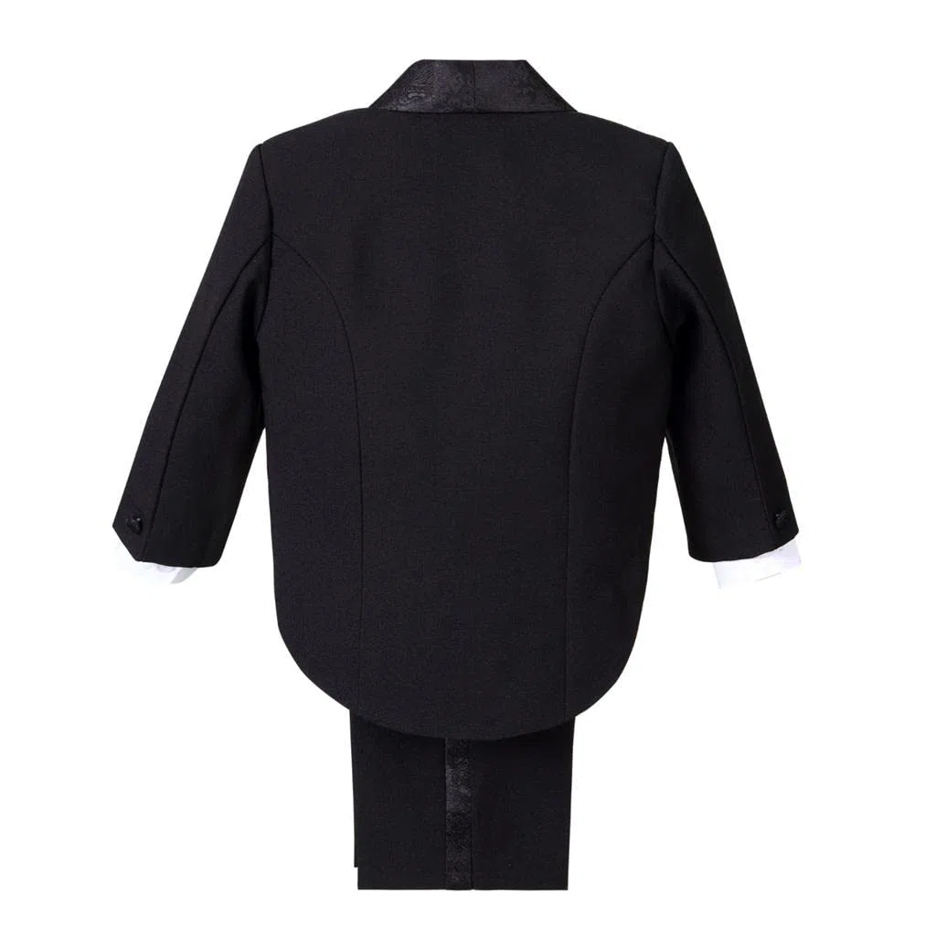 Lito Angels Smoking Completo Elegante per Bimbo Bambino, Set 5 Pezzi (Giacca, Gilet, Camicia, Papillon e Pantaloni) Nero Bianco Avorio 96 92 98 104