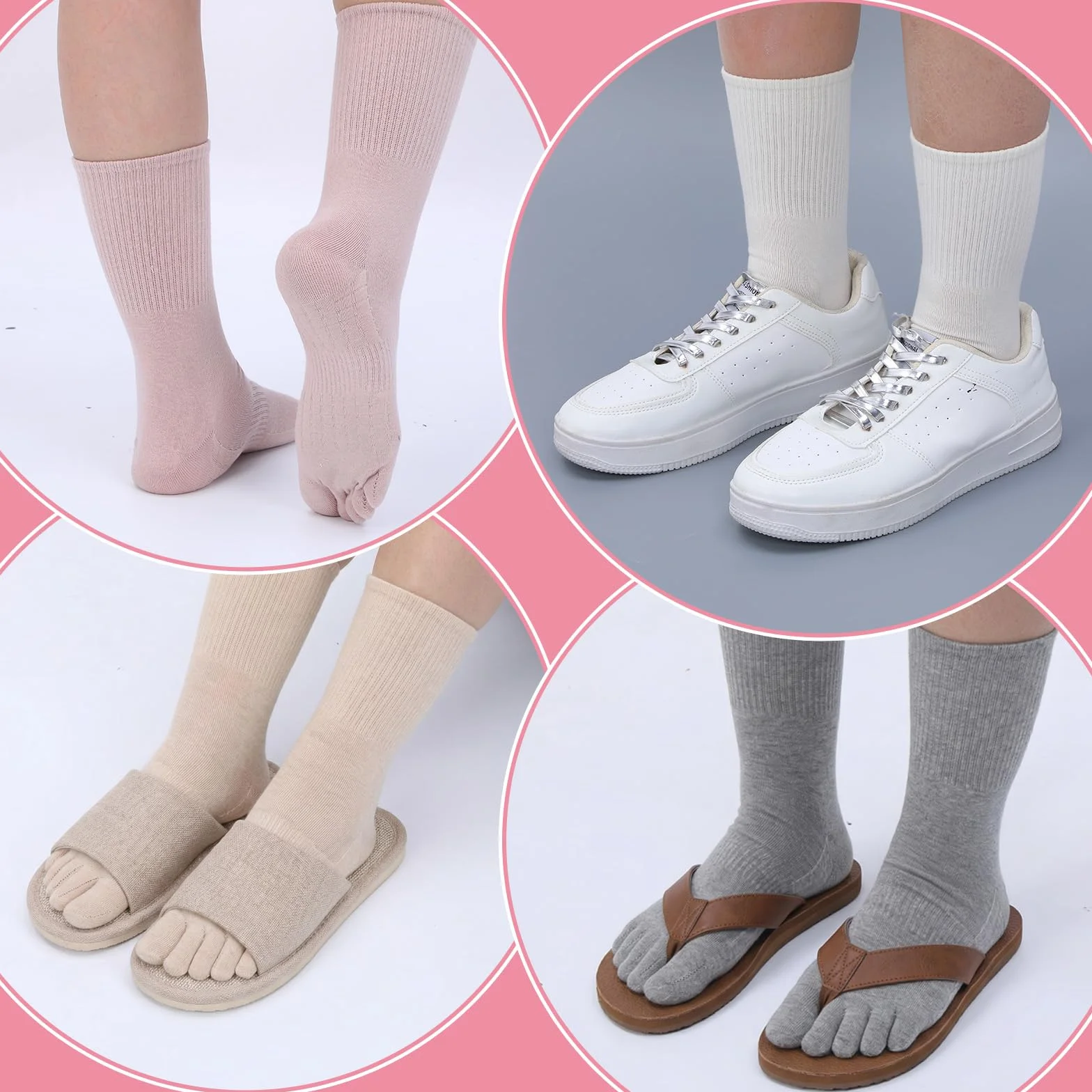 5 paia di calzini sportivi da donna in cotone, a cinque dita, traspiranti, per l'uso quotidiano, tempo libero, scuola, tennis, palestra, corsa