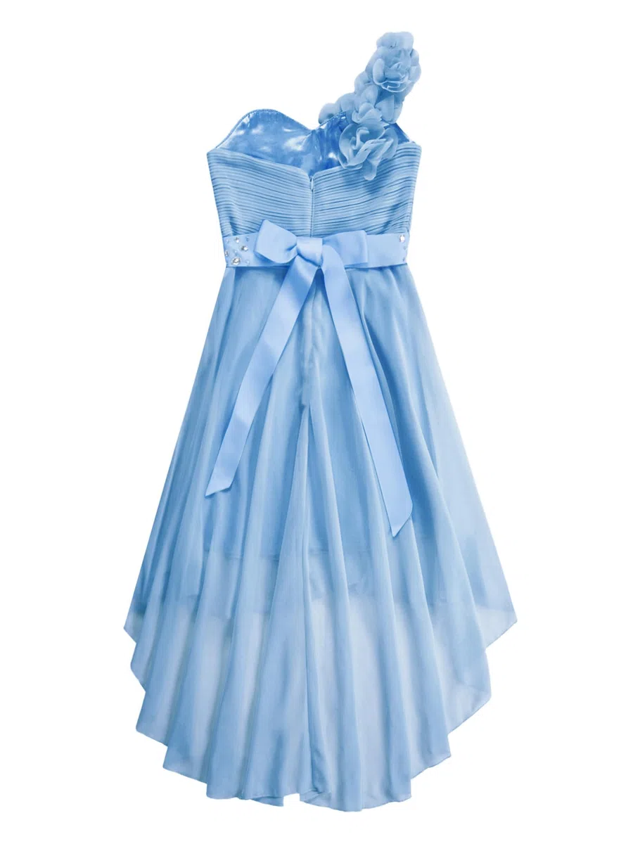 Alvivi Vestito da Festa Ragazza Chiffon Monospalla Bambina Abito da Damigella d'Onore Cerimonia Vestito di Comunione Compleanno Sposa