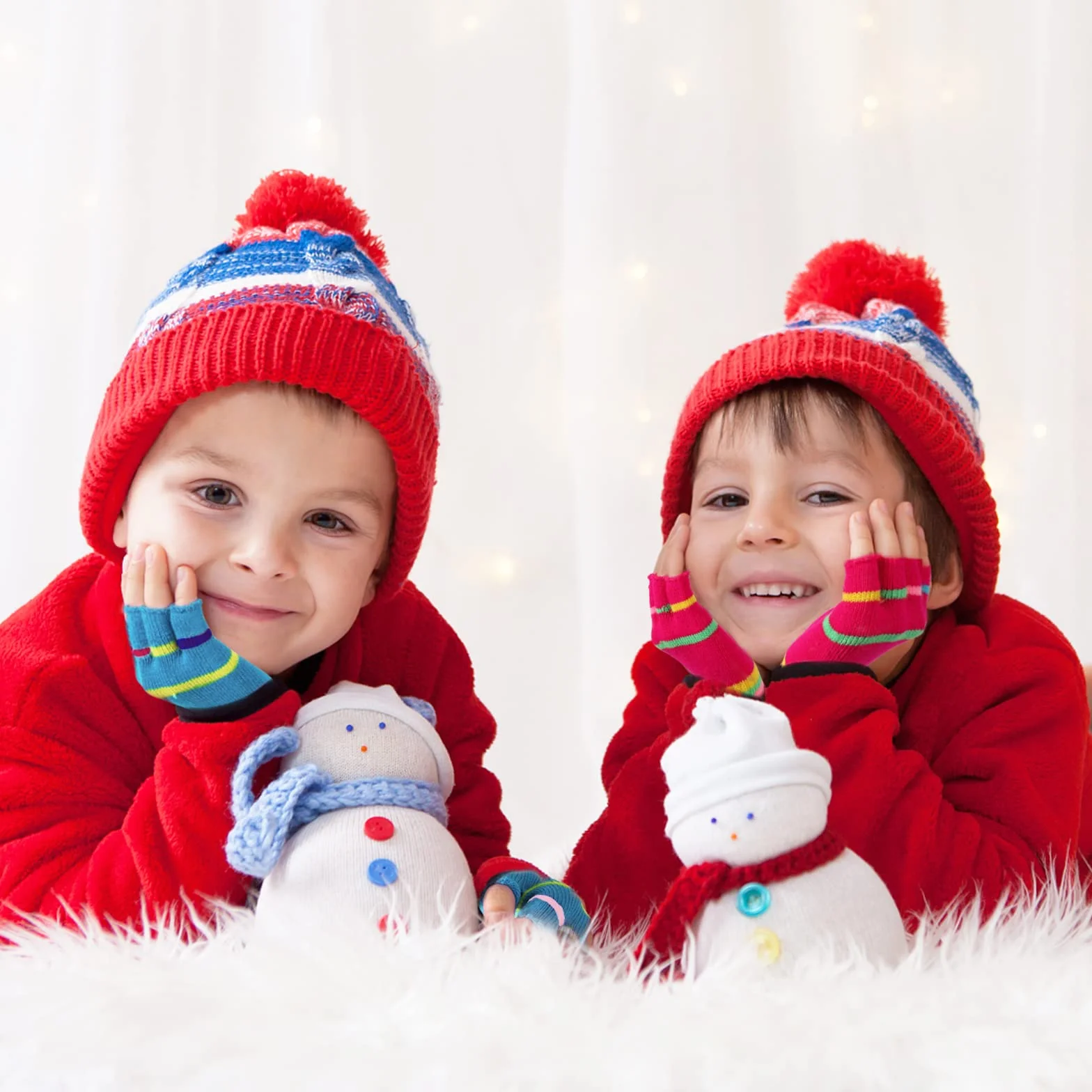 QKURT 6 paia di guanti senza dita per bambini, guanti a mezza dita, elasticizzati, caldi, a righe, colorati, invernali, per ragazzi e bambine dai 6 ai 12 anni