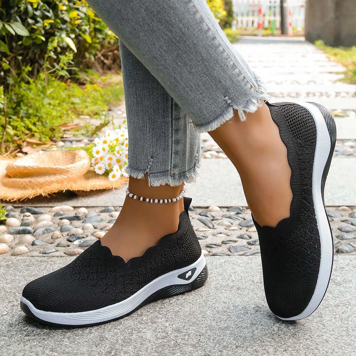 Scarpe Ortopediche Donna Estive Senza Lacci Scarpe Slip On da Corsa Camminare Comode Ginnastica Morbida Sneakers Traspiranti Leggere Antiscivolo Sneakers Diabetici Pianta Larga Sanitarie Outdoor Sport