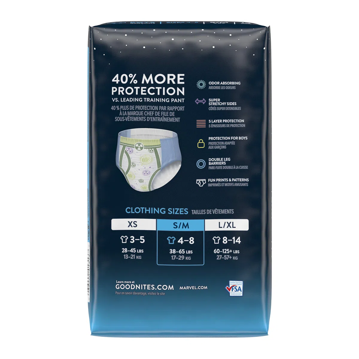Goodnites Biancheria intima per bambini, S/M (17-29,5 kg), 14 ct, confezione jumbo (la confezione può variare)