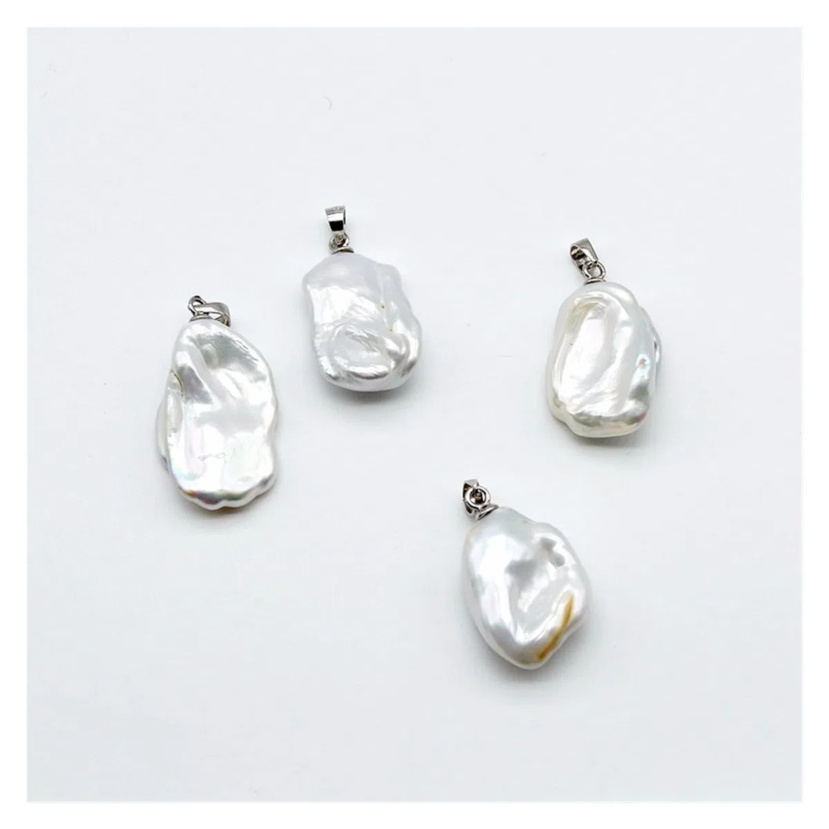 Collane da donna Collana con ciondolo ragazza, stile barocco, perla piatta irregolare, collana in argento sterling 925, collana in argento da donna accessori alla moda