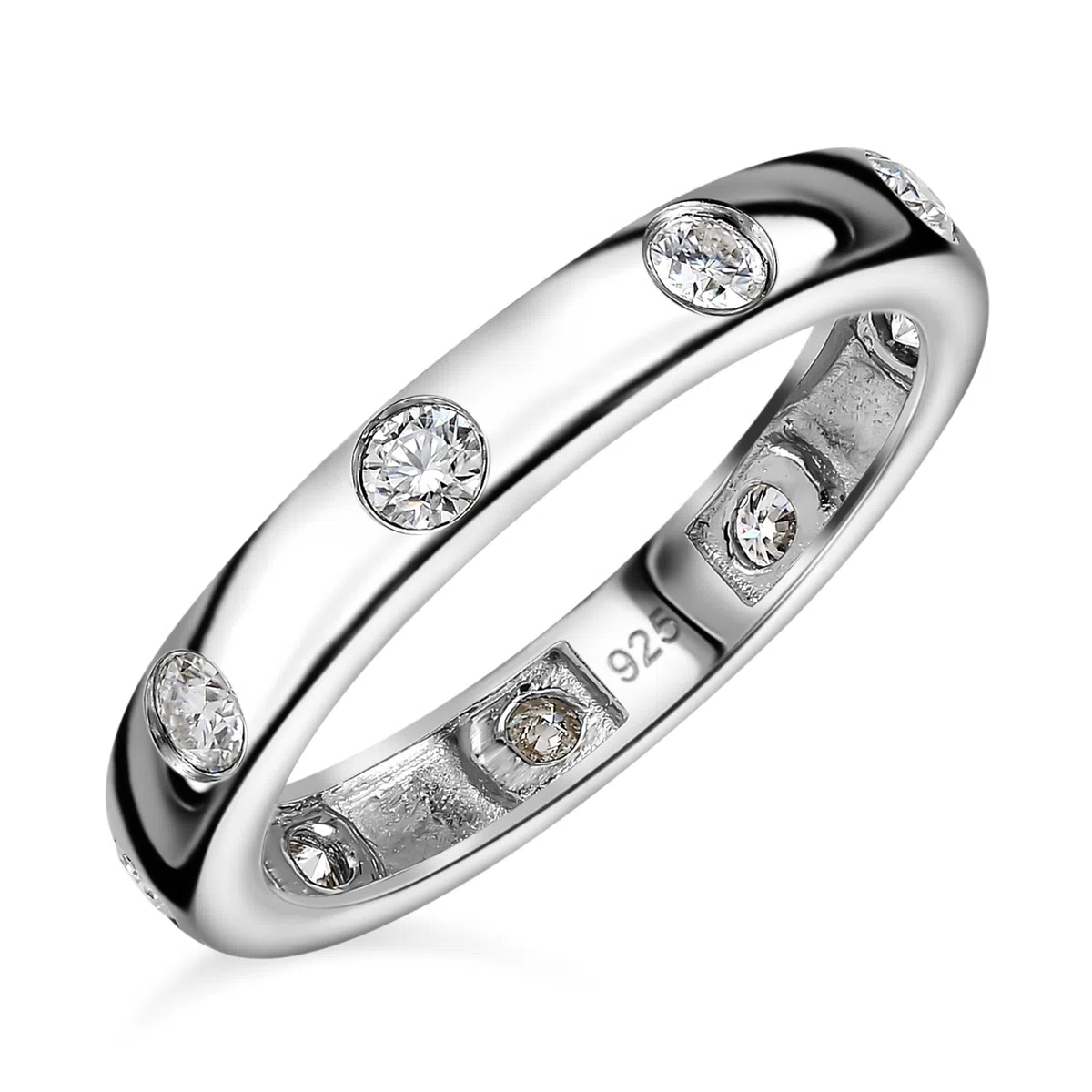 TJC Moissanite Anello nuziale da donna in argento Sterling 925, anelli di fidanzamento o anniversario per lei, impilabili, regalo per moglie e figlia