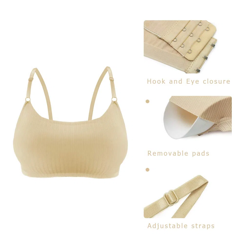 SHEKINI Canotta Donna Reggiseni da Donna Reggiseno Sportivo Imbottito Rimovibile Senza Ferretto Non Regolabile Spalline Pad Rimovibile Bra Push-up Yoga Fitness