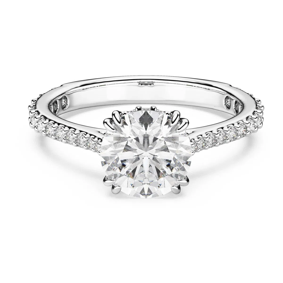 Swarovski Stilla Collezione Anello cocktail, Taglio rotondo, Pavé, Bianco, Finitura tonalità argento