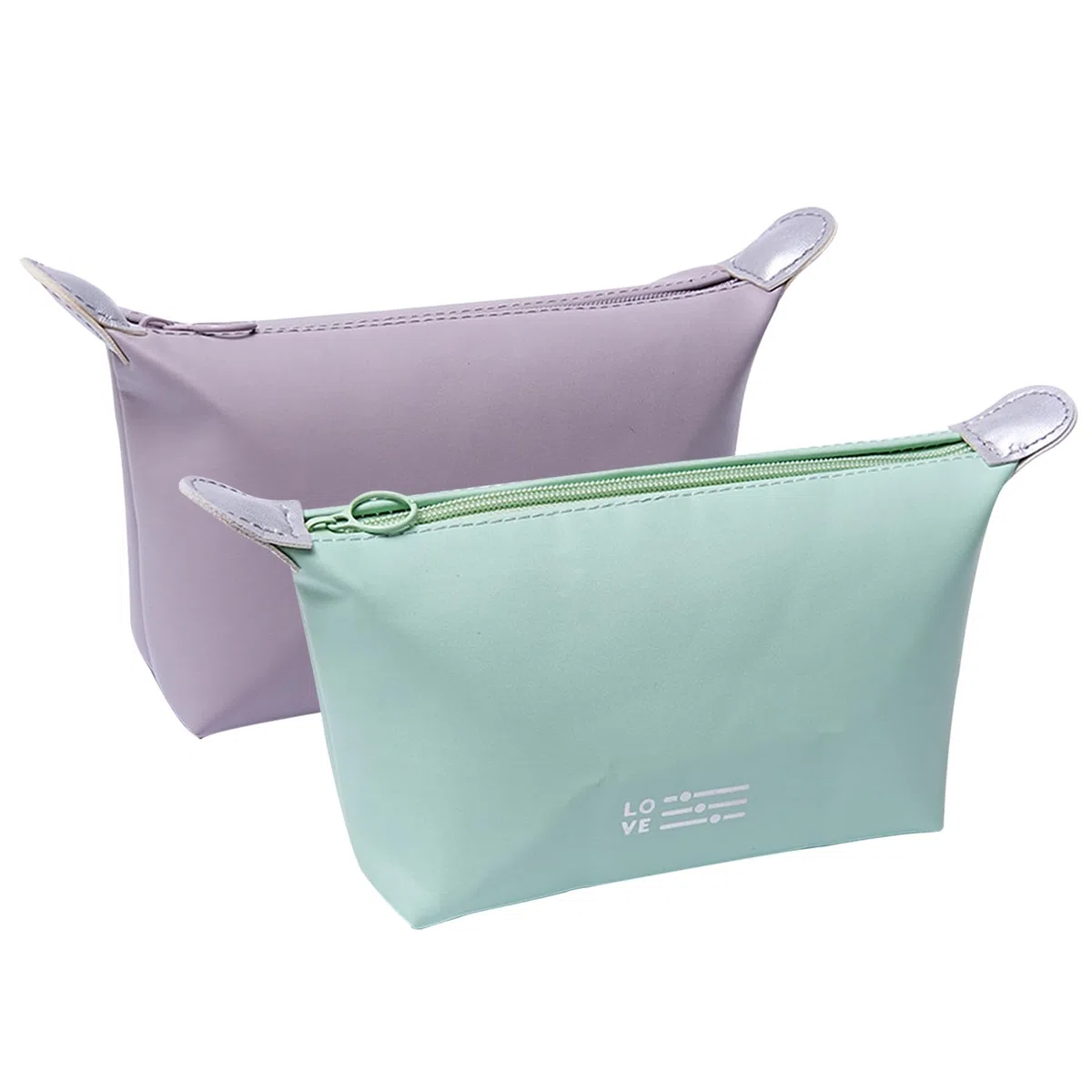 2 Pezzo Beauty Case Donna, Porta Trucchi, Piccolo Pochette, Impermeabile Trousse Trucchi Donna, Portatile Borse da Toilette per Viaggio per Donne e Ragazze Regalo Perfetto Viola e Verde