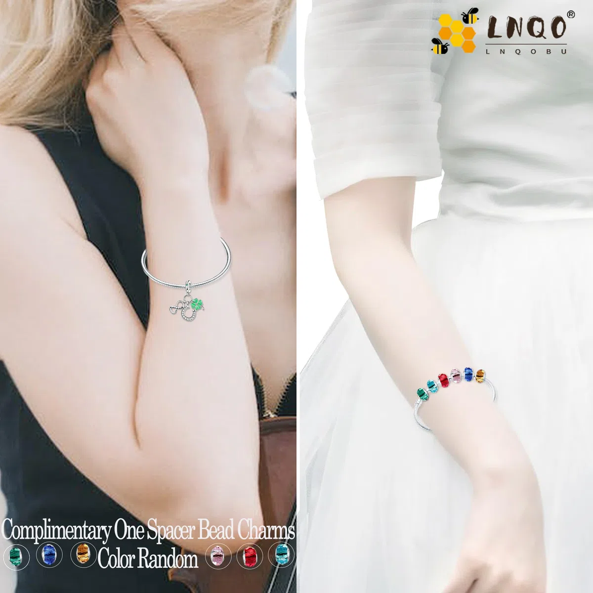 LNQOBU Bracciale per Charm Donna Argento Sterling 925 è Adatto a Bracciali e Collane da Donna