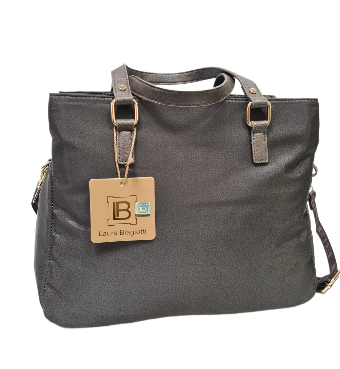 Laura Biagiotti Borsa Donna Tote Lorde, Nylon con Texture, Manici in Ecopelle, 31x25x14 cm, con Tracolla Regolabile e Scomparti Multipli Art. LB 101-34