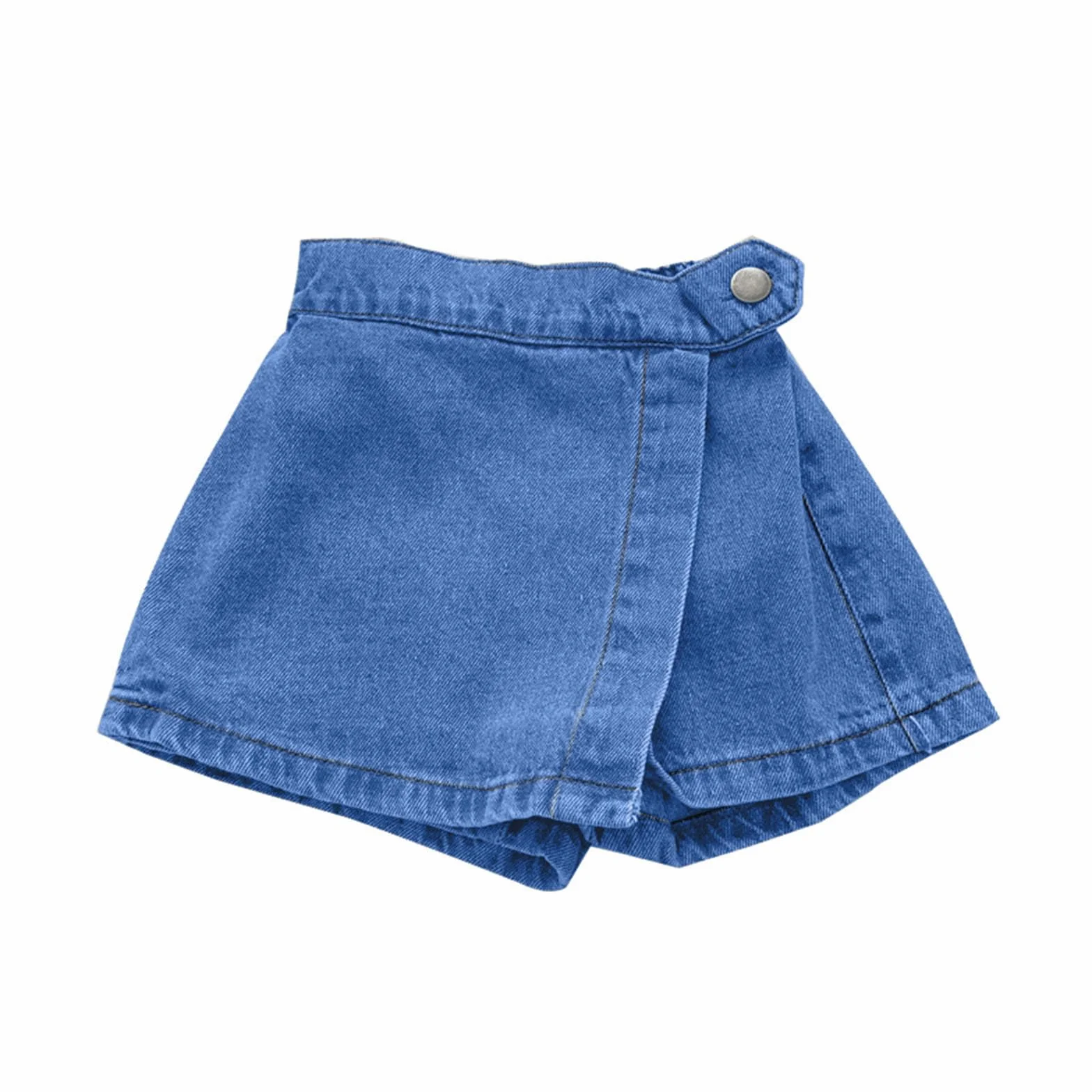 Generico Gonna-Pantalone in Denim per Bambine Casual Estivo Comodo Elastico Traspirante vestibilità Ampia per Bambini dai 3 ai 12 Anni