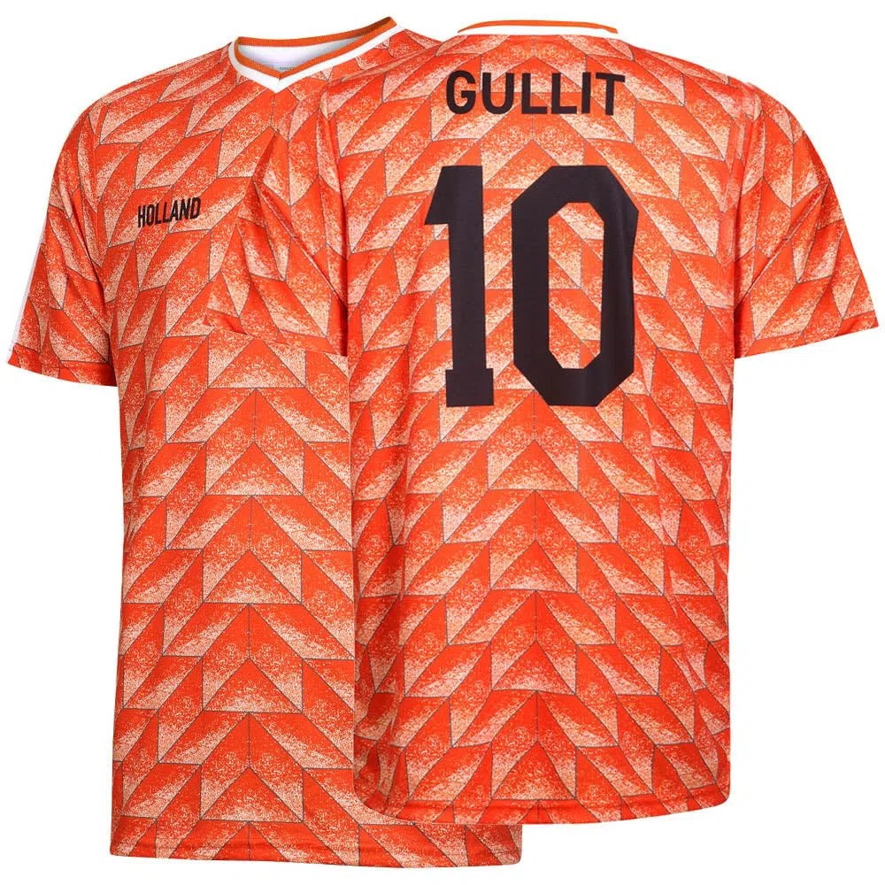 Kingdo Kit Calcio Campionato Europeo 88 Gullit - Nazionale Olandese - Arancione - Bambino e Adulto - Ragazzi - Uomini - Divisa da Calcio - Maglietta Sportiva - Abbigliamento Sportivo