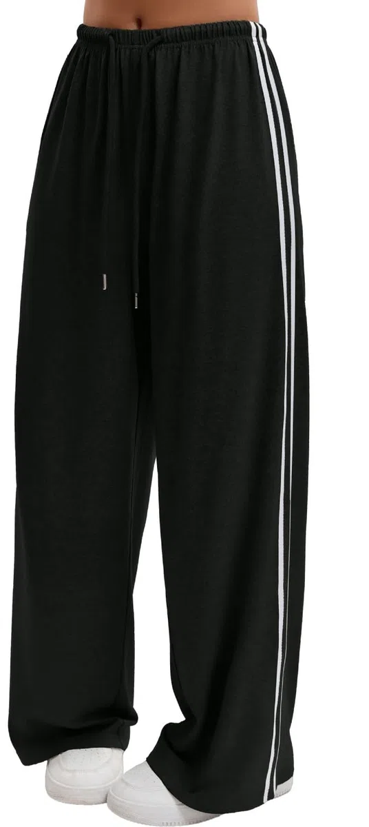 WINKEEY Pantaloni Tuta Donna Larghi Vita Alta con Tasche Pantaloni Sportivi Leggeri e Comodi Jogging Casual Fitness Palestra