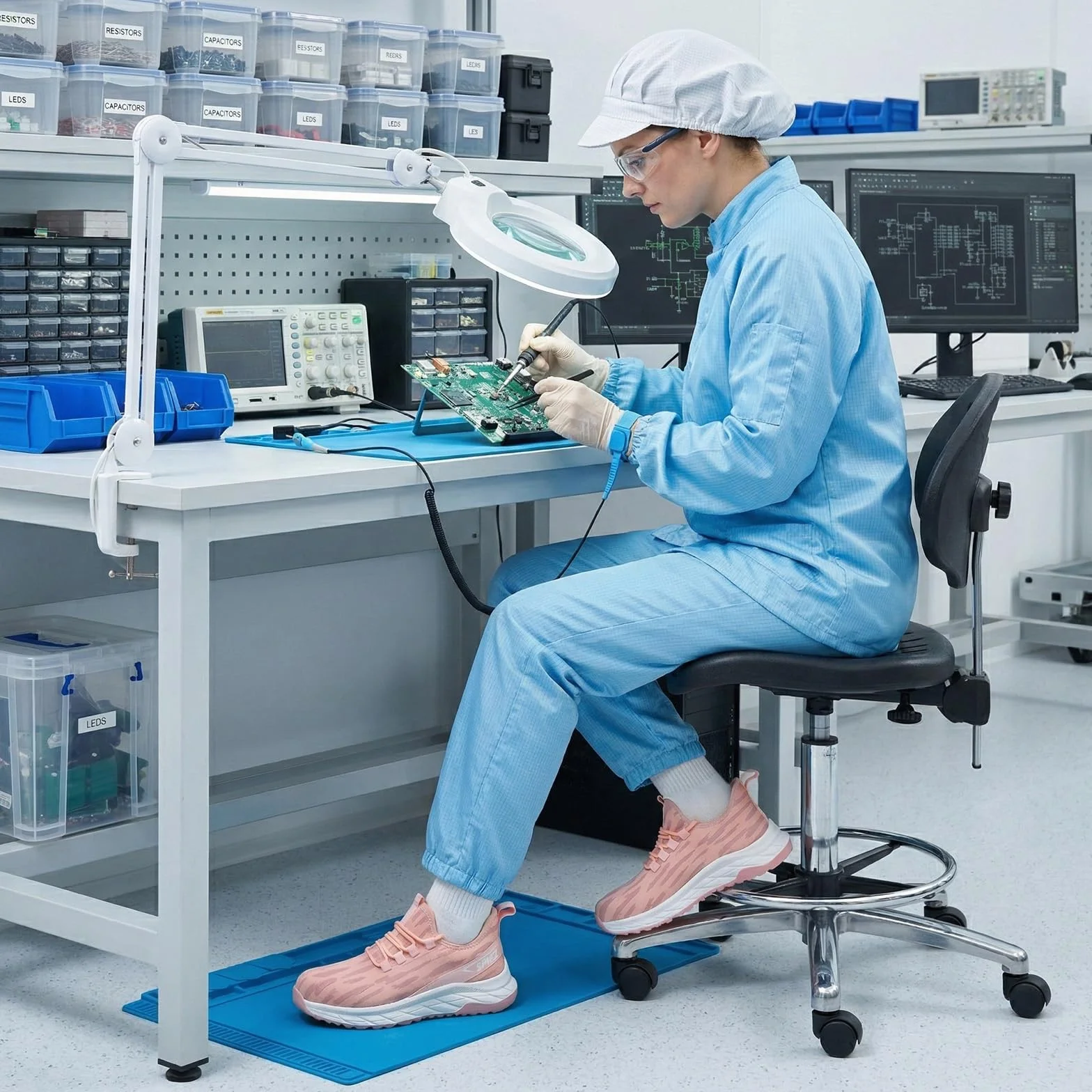 SPIEZ Antistatiche Scarpe Antinfortunistiche Donna S1P Comode, Slip-on Scarpe da Lavoro con Suole Intermedie Anti-Perforazione, Antiscivolo Safety Shoes Traspiranti