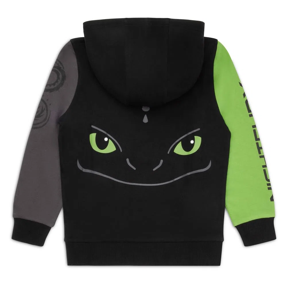 How To Train Your Dragon Felpa con cappuccio da bambino, in cotone, con logo, colore nero, a maniche lunghe, età 6-13 anni
