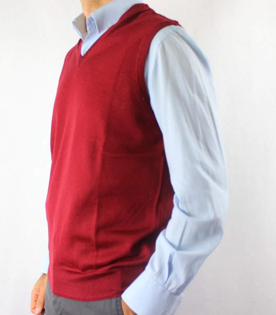 Gilet Uomo Scollo V 100% Lana Sottogiacca Pettinato Fatto in Italia