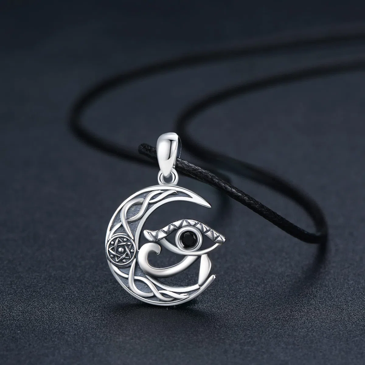 Egiziano occhio di Horus collana in argento Sterling antico Wedjat occhio del Ra Horus simbolo di protezione amuleto protettivo gioielli copti regali per donne uomini, Argento sterling