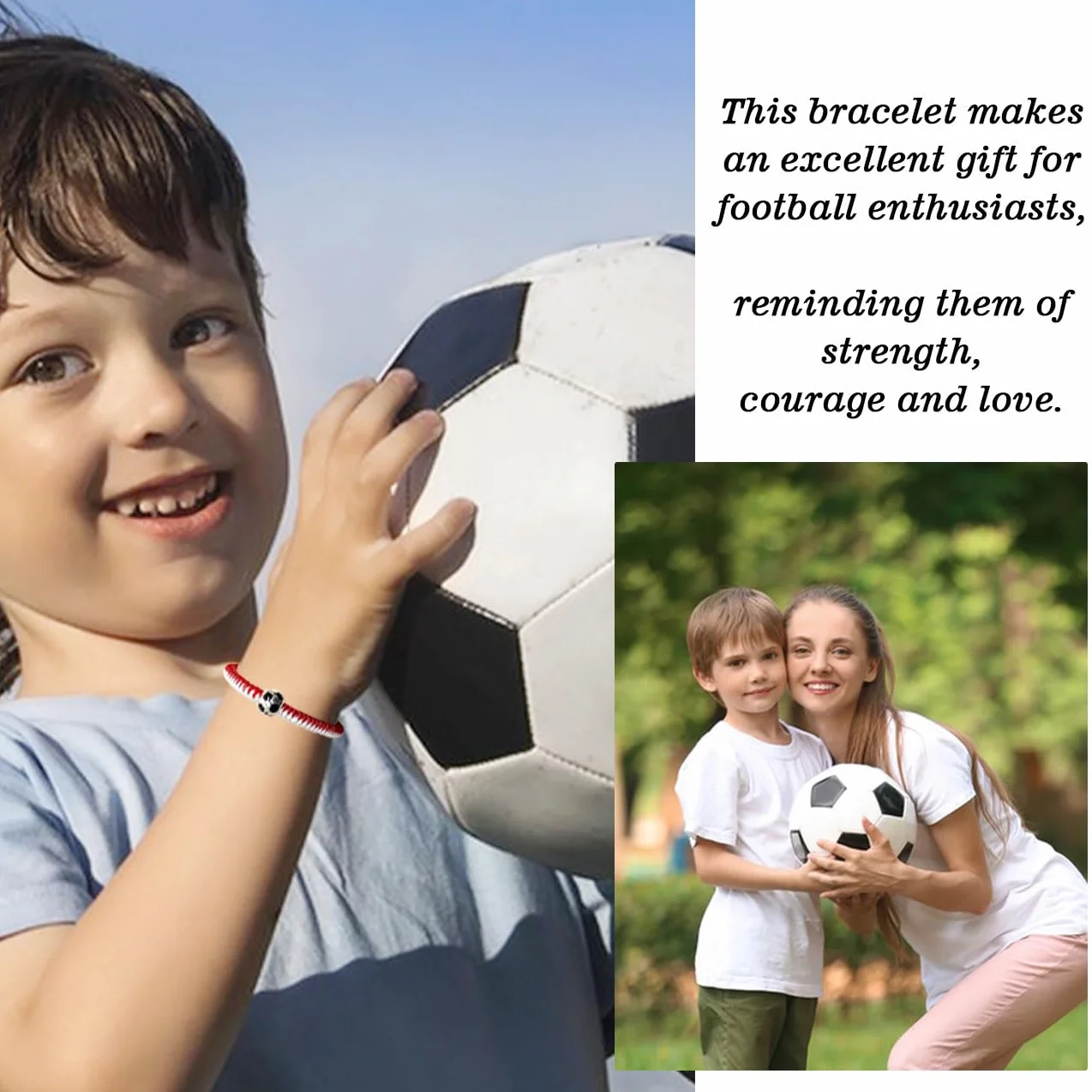 Set di 1/2 Braccialetti da Calcio per Bambini, Braccialetti dell'Amicizia Regolabili, Braccialetto Intrecciato da Calcio Regolabile, Regalo di Football per Bambini Sportivi, Adolescenti, B