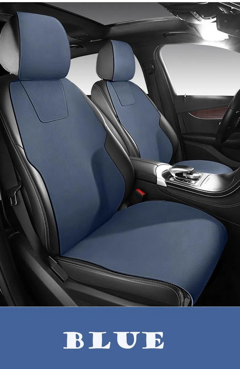 Set Coprisedile Auto per VW Polo New Polo GTI Plus TSI Cross Fresh, Pelle Scamosciata Ultra Sottile Cuscino Protettivo per Seggiolino Auto Tappetino Traspirante Antiscivolo,D Blue