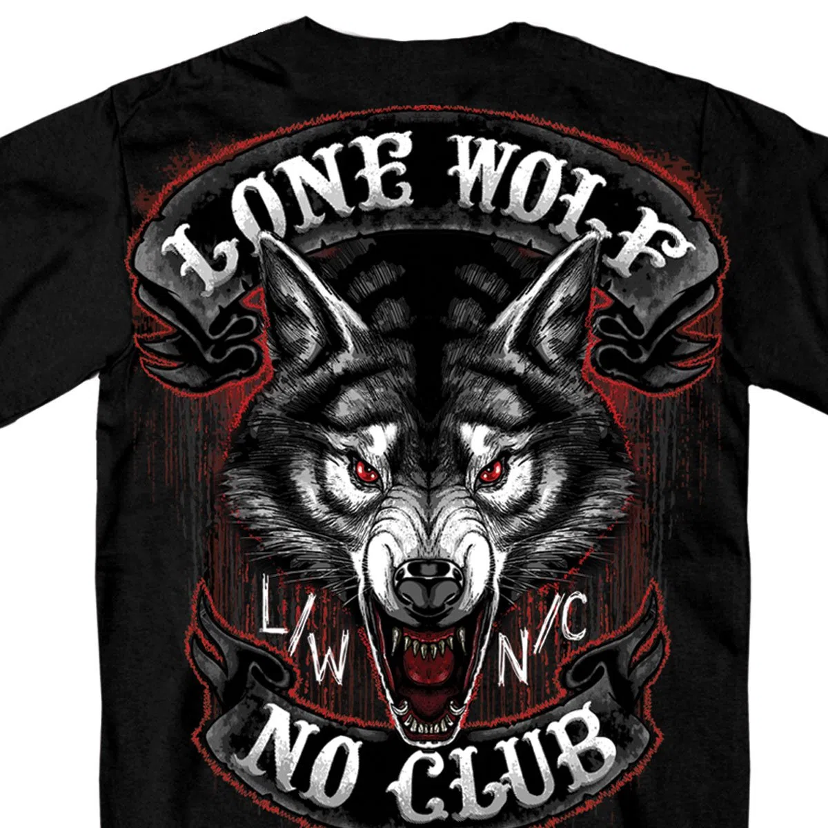 Hot Leathers Jumbo Lone Wolf 1% Cotone Stampato bifacciale t-Shirt da Motociclista
