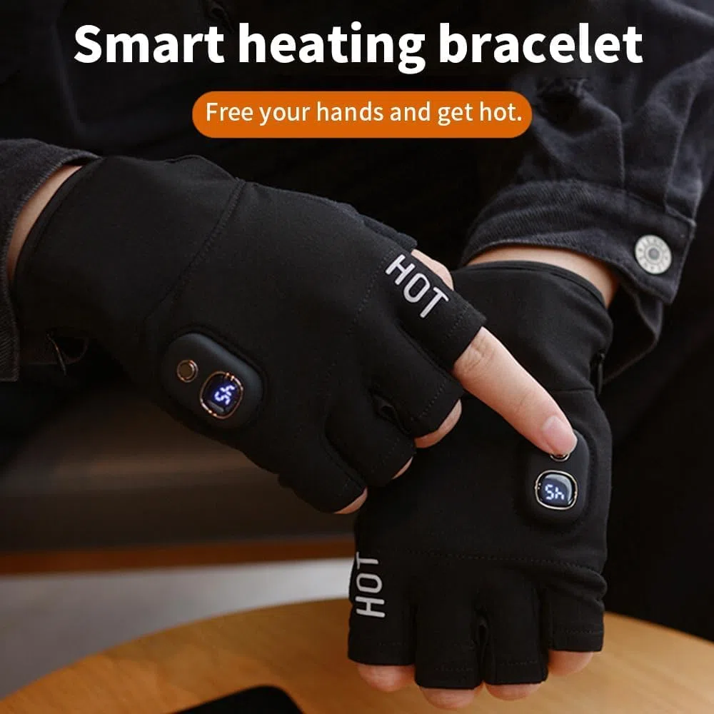 OBEST Guanti Riscaldabili Invernali per Uomo/Donna,Guanti Mezze Dita Riscaldati 3 Livello,Ricarica USB, Riscaldamento Continuo per 4 Ore,Impermeabili,Idea per Corsa, Ciclismo, Arrampicata, Lavoro,Sci
