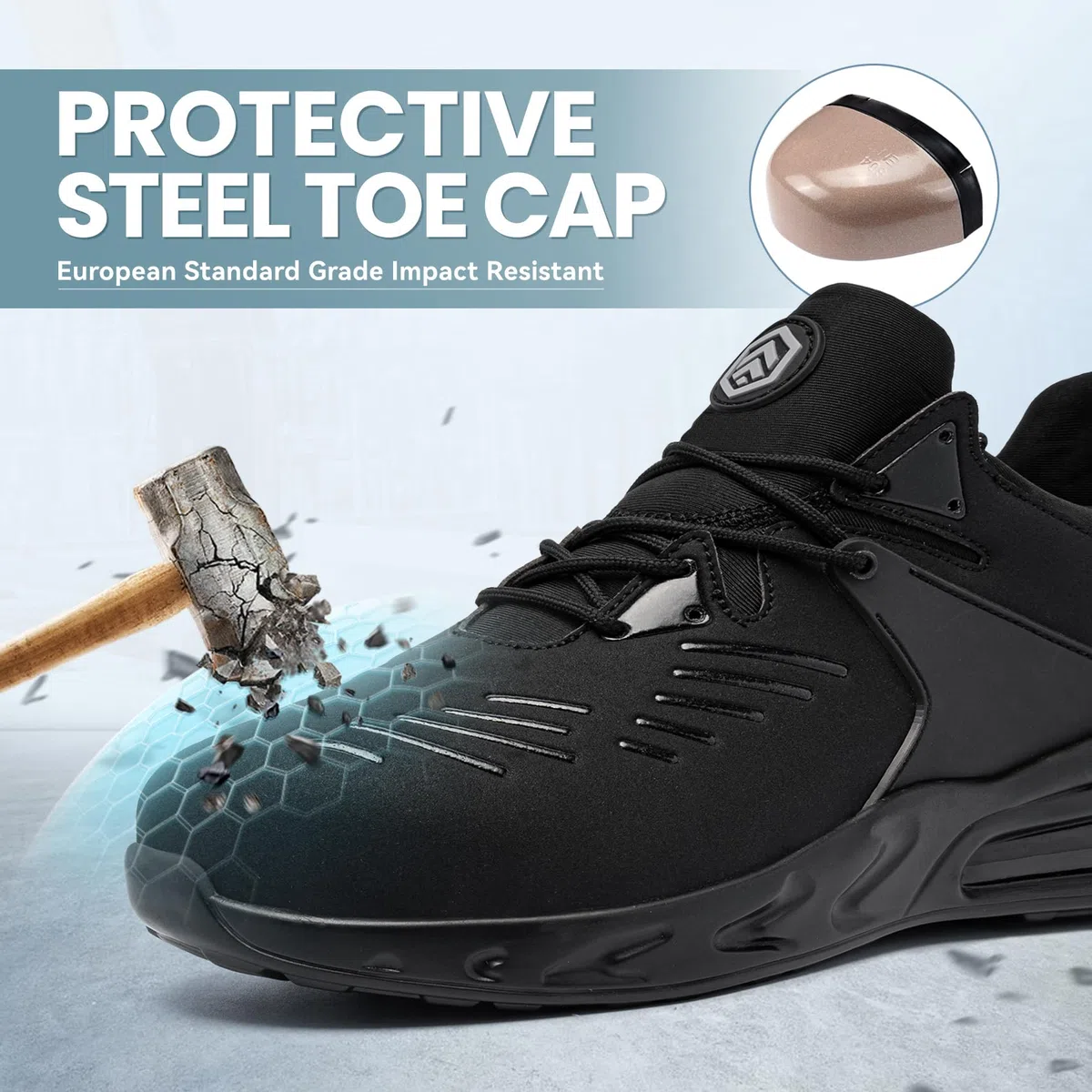 LARNMERN PLUS Scarpe Antinfortunistiche Uomo Donna SRC Antiscivolo Cucina Scarpe da Lavoro Punta in Acciaio Leggere Traspiranti Comode