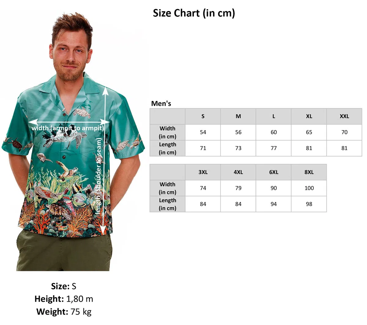 KY‘s | Original Camicia Hawaiana | Signori | S - 6XL | Maniche Corte | Tasca Frontale | Hawaii Stampa | Palme | Spiaggia | Blu