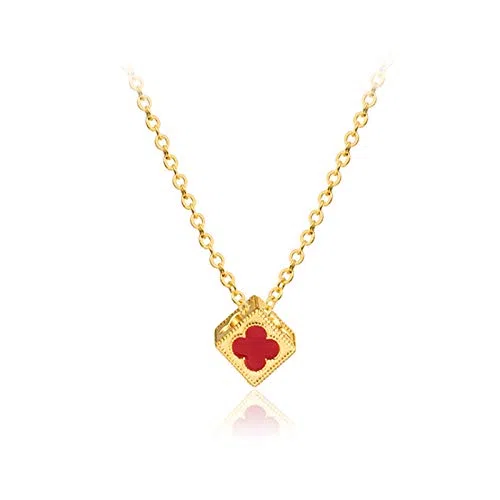 Collana clavicola Studentessa Amore Orecchini a Bottone con Quattro trifogli Regalo