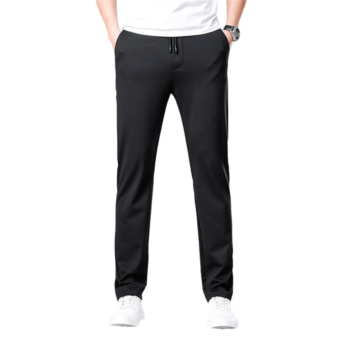 Suwequest Primavera Estate Uomo Pantaloni Sportivi Neri Sottili con Coulisse Pantaloni Casual Lavorati A Maglia da Uomo