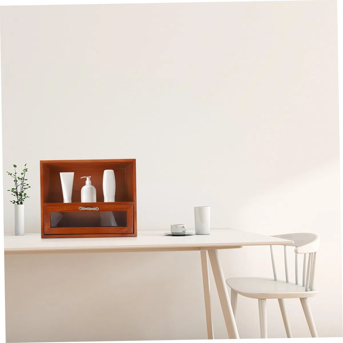 PATKAW Organizer Vintage e Fondo Stabile Superficie Liscia in Legno Coperchio, Grande Capacità Scatola Portaoggetti a Cassetti da Tavolo per Cucina o Scrivania