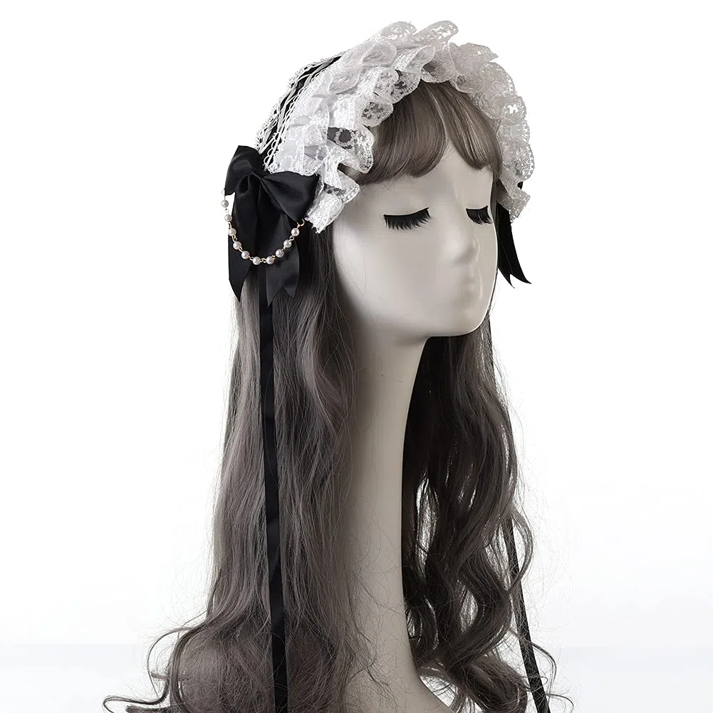 COSDREAMER Copricapo da ragazza Lolita Copricapo da cameriera Cosplay Copricapo da fiore in pizzo