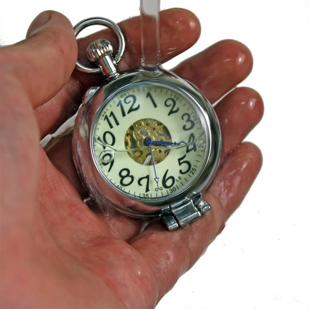 OGLE Orologio da tasca meccanico meccanico a catena luminosa a carica automatica scheletro mezzo cacciatori di scheletro automatico impermeabile
