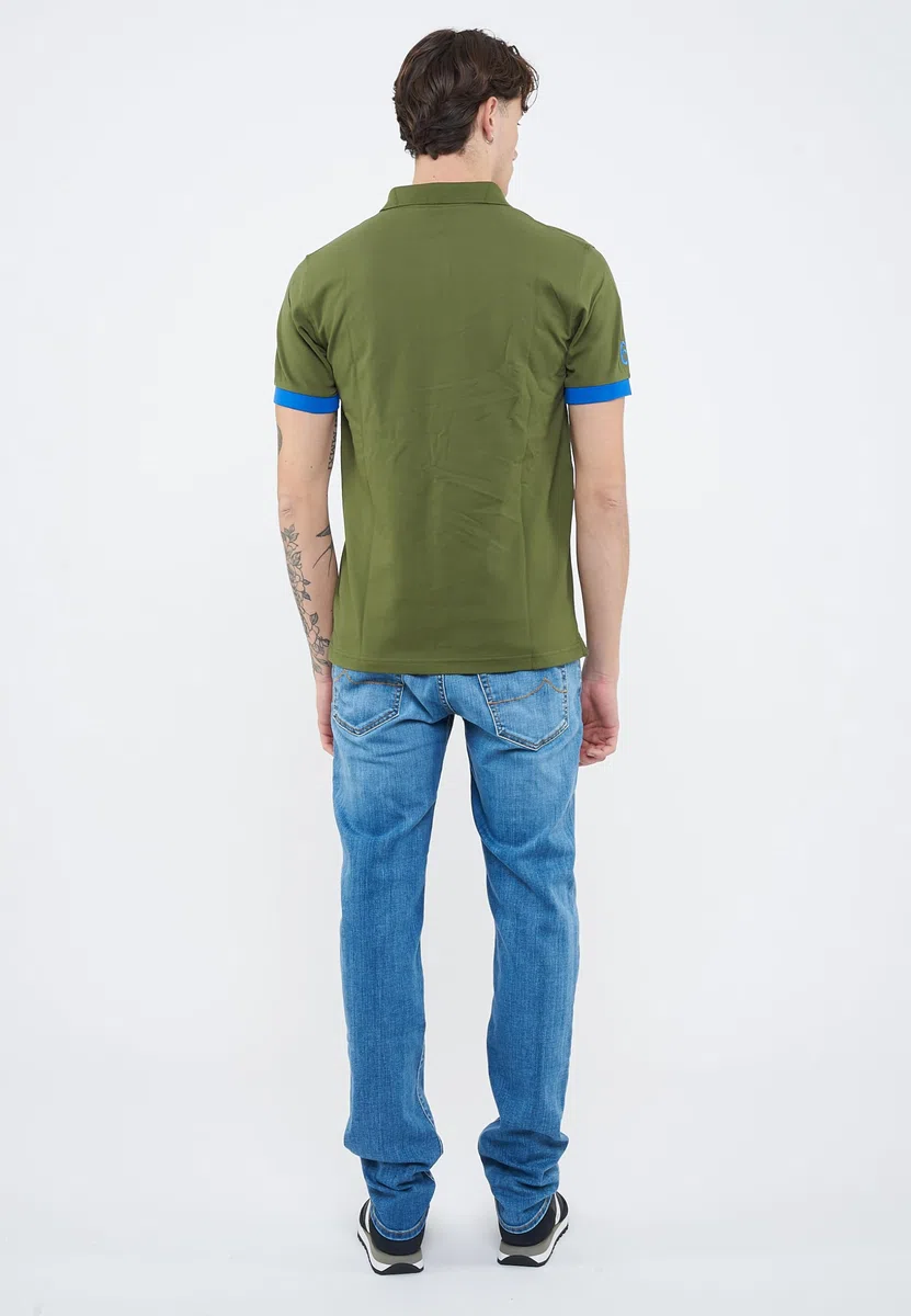 SUN68 Polo con Maxi Logo in Cotone
