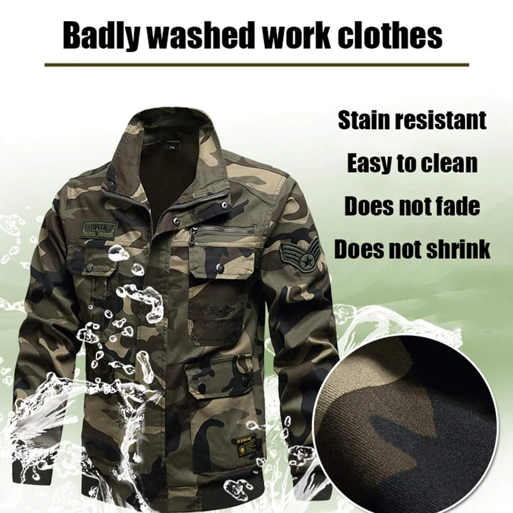 Camice da Lavoro, Giacca da Saldatore, Cotone Camuffare Molteplici Tasche Adatto per Fabbriche, Logistica, Edilizia, Saldatori, Riparazioni Auto, ECC.,L