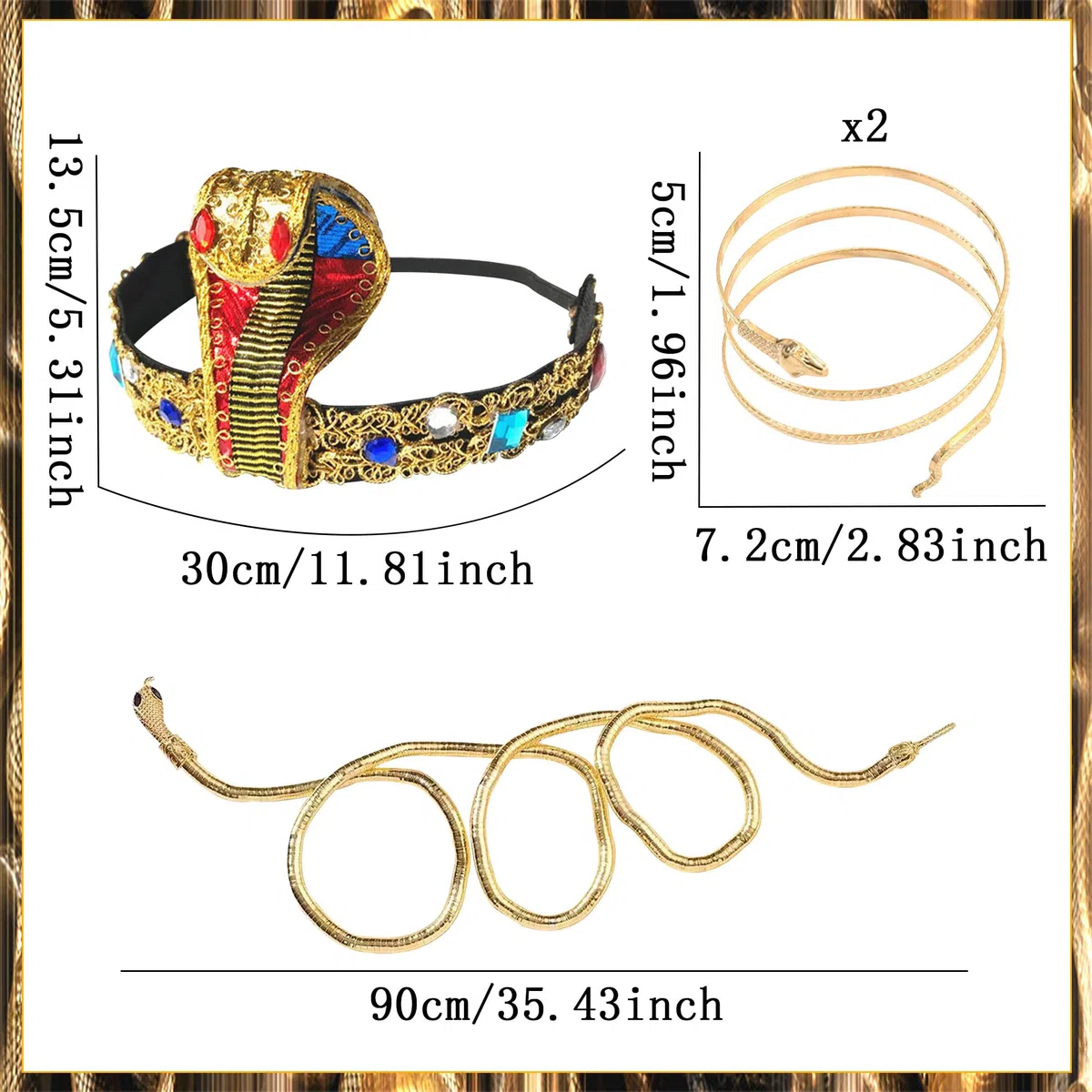 LaVenty accessorio costume egiziano copricapo cobra egiziano fascia braccio serpente bracciali spirale serpente medusa halloween
