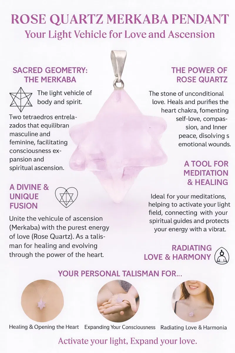 Ciondolo MERKABA di quarzo rosa
