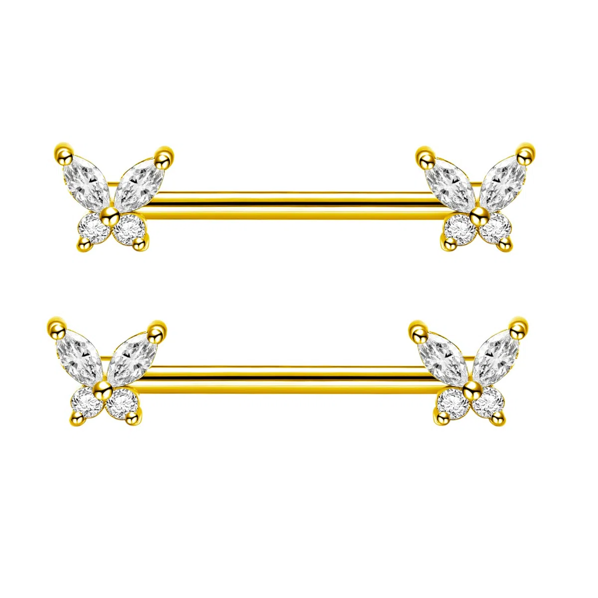 2pezzi Farfalla Anelli per Capezzoli da Donna Piercing al Capezzolo 14G Piercing al Capezzolo Acciaio Chirurgico Cz Gioielli per Piercing da Donna