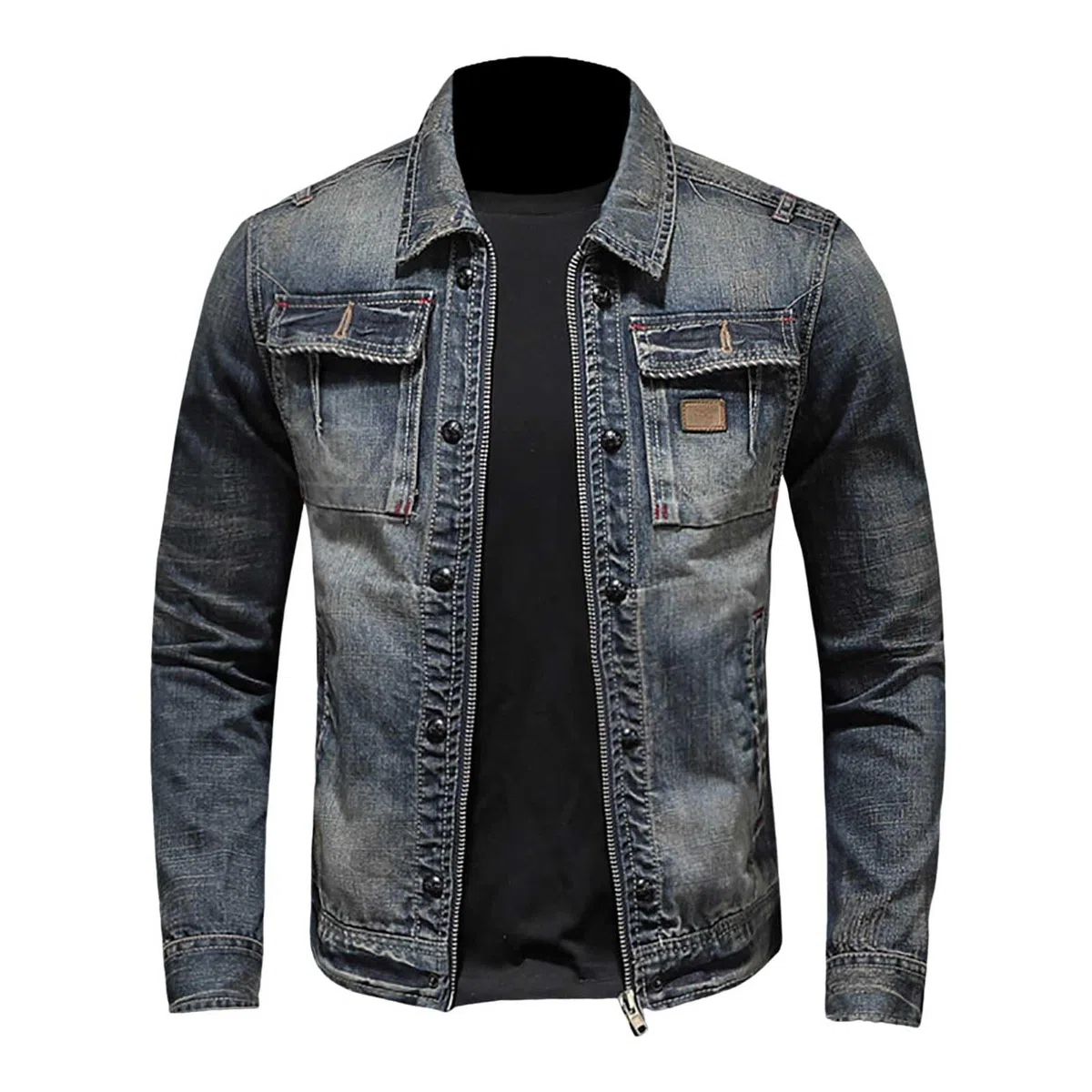 Giubbotto Jeans Uomo, Giubbotto Estivo Uomo, Slim Fit Trucker Vintage Cotone Cowboy Top Cappotto Camicia Jeans con Tasca Stretta vestibilità Regolare Casual Denim Giacca in Jeans Vintage Denim Jacket