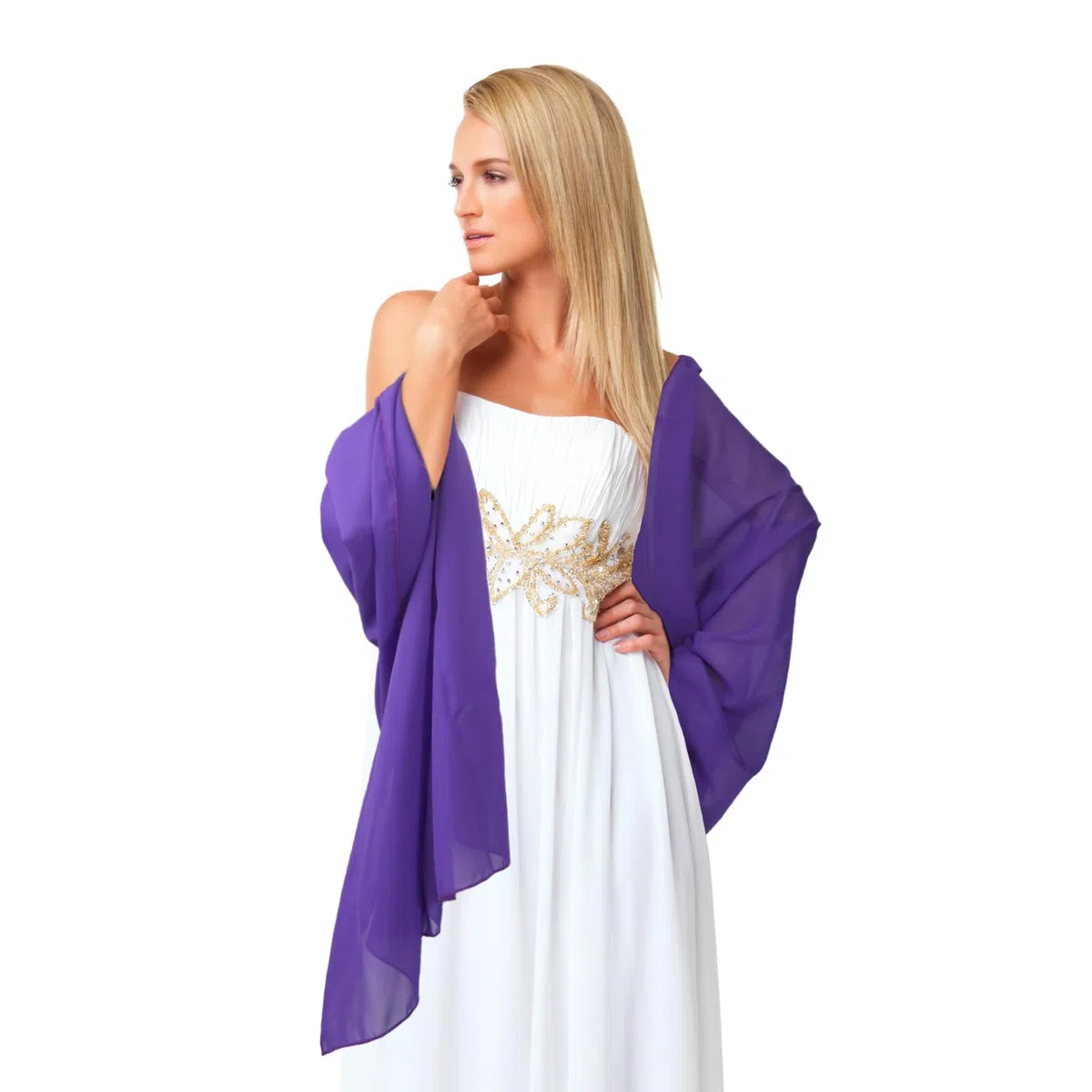 Lifup Scialle Stola di Chiffon Donna Elegante Coprispalle da Sposa Leggera Morbida Sciarpa da Sera Per Matrimoni Cerimonia Sposa Festa