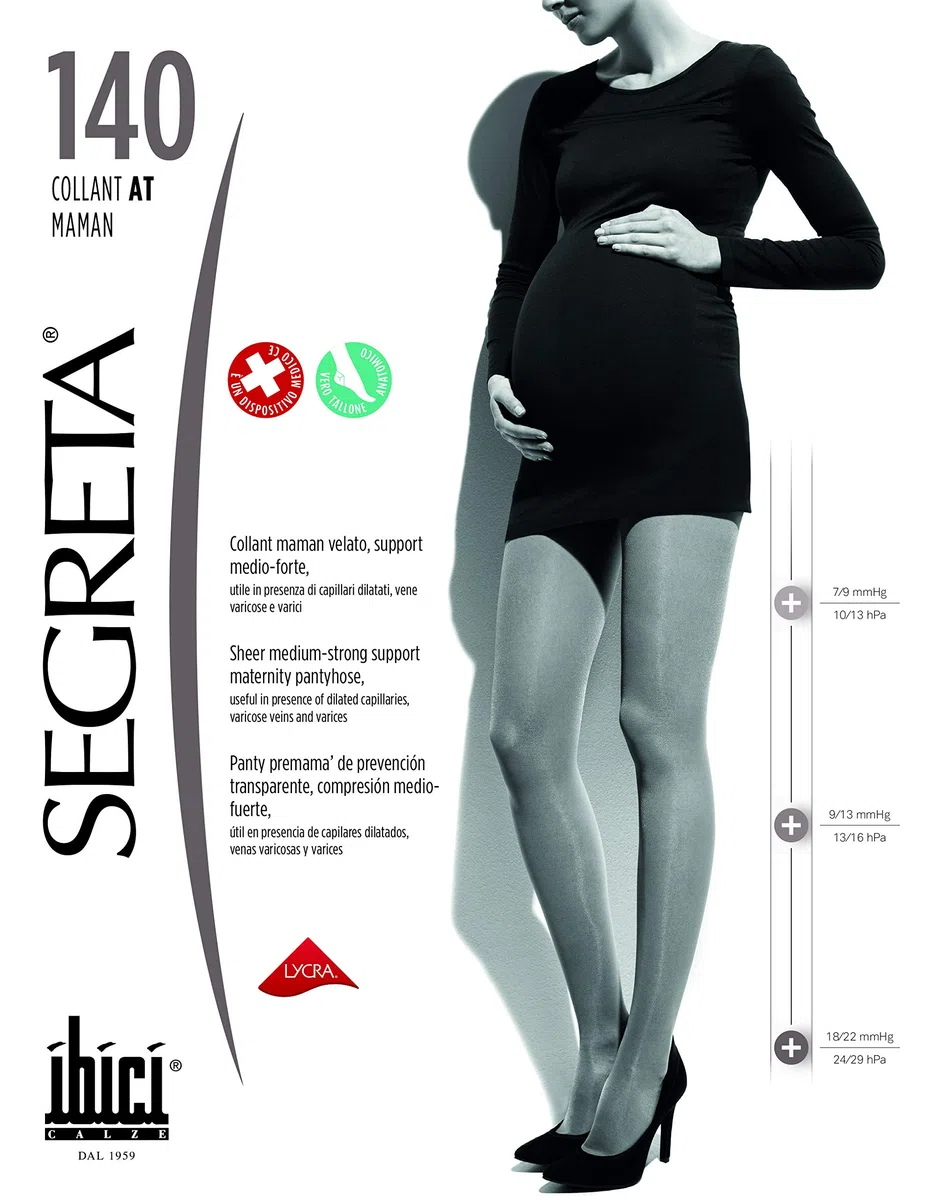 SEGRETA Collant 140 den maman, compressione graduata medio-forte