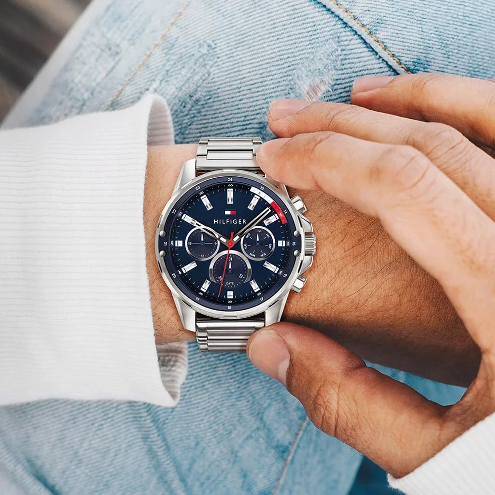 Tommy Hilfiger Orologio Multifunzione Analogico al Quarzo da Uomo con Cinturino in Acciaio Inossidabile o in Silicone
