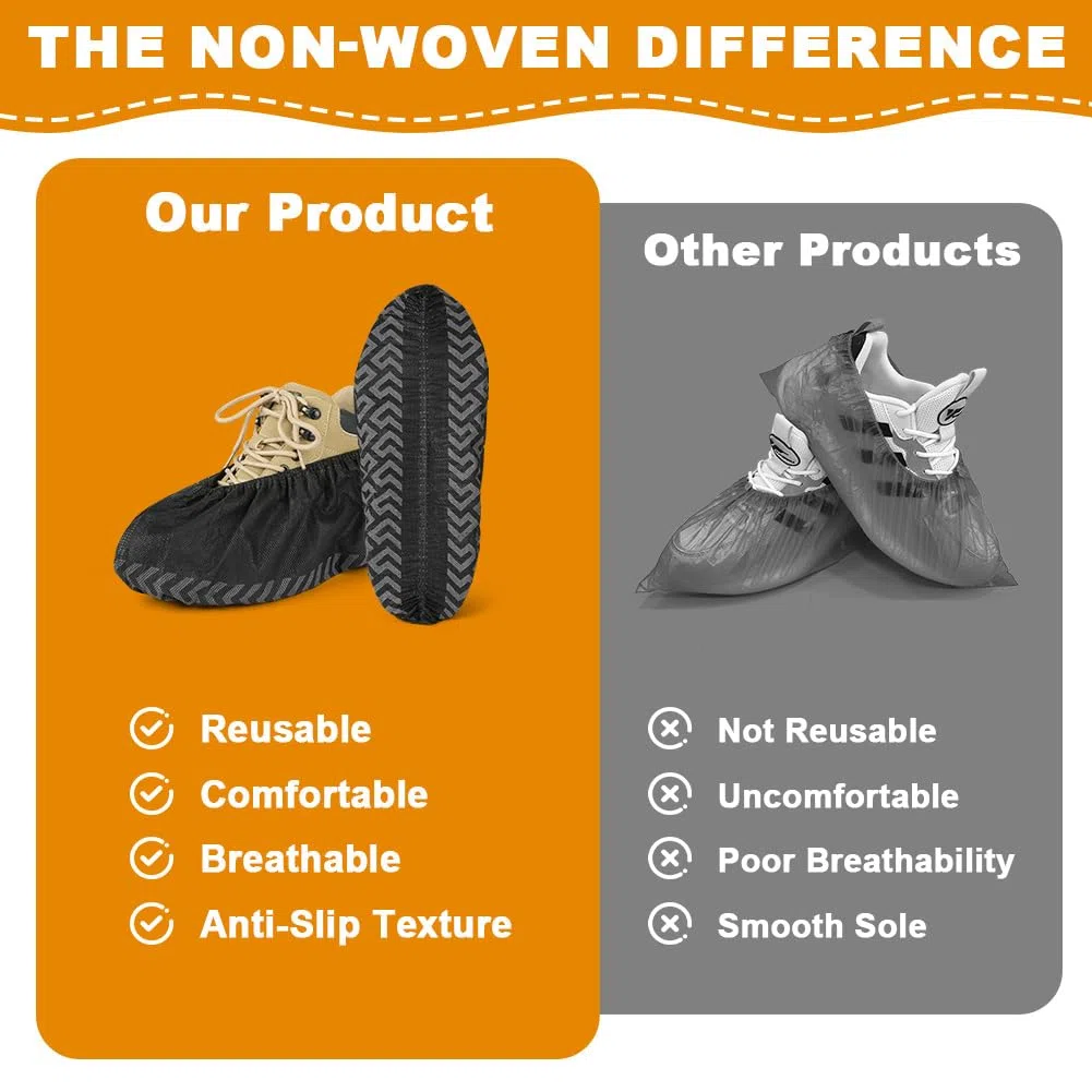 Copriscarpe Monouso, Riutilizzabili Traspiranti Copriscarpe con Battistrada Antiscivolo, Resistente a Strappi, Antipolvere Copriscarpes per Interni ed Esterni