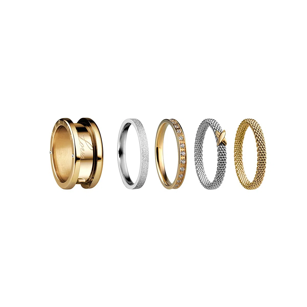 BERING Arctic Symphony Collection Symphony-Set-E - Anello da donna in acciaio inox, finitura lucida, color oro