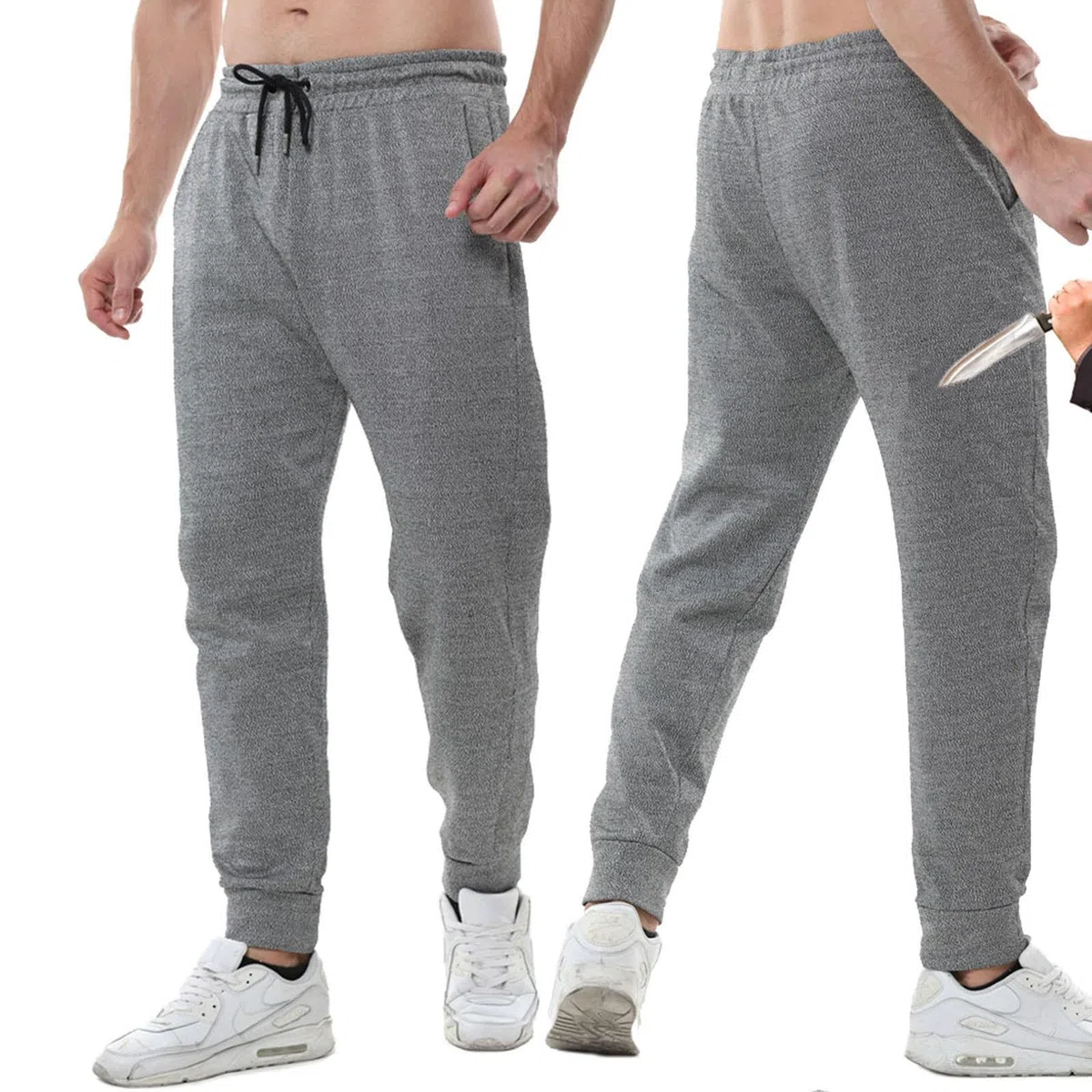 Pantaloni Antitaglio a 5 Livelli, Pantaloni Antitaglio Resistenti all'Usura per Uomo All'aperto, Pantaloni da Lavoro da Uomo con Dispositivi di Sicurezza, per La Sicurezza Personale Grey-XXL