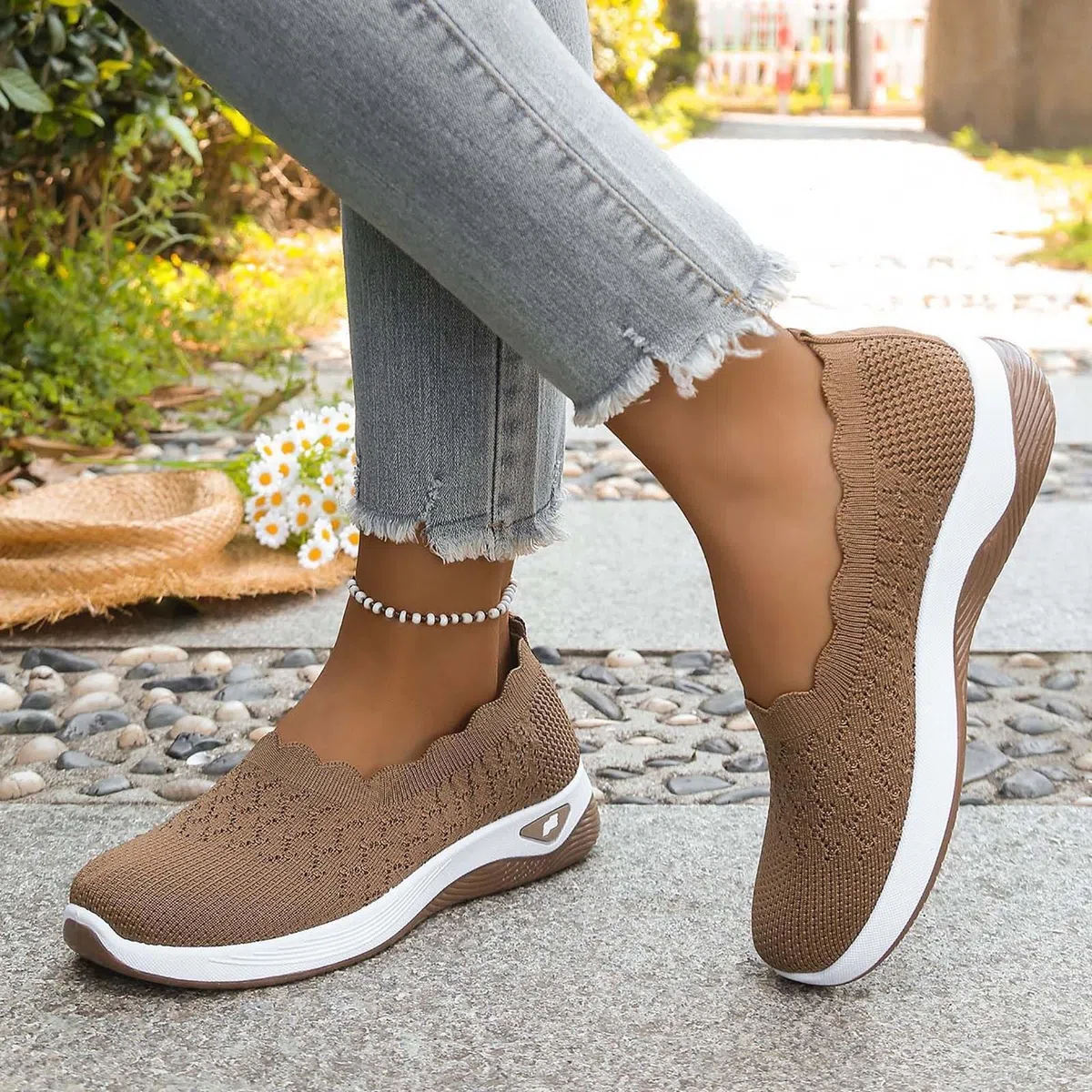 Scarpe Ortopediche Donna Estive Senza Lacci Scarpe Slip On da Corsa Camminare Comode Ginnastica Morbida Sneakers Traspiranti Leggere Antiscivolo Sneakers Diabetici Pianta Larga Sanitarie Outdoor Sport
